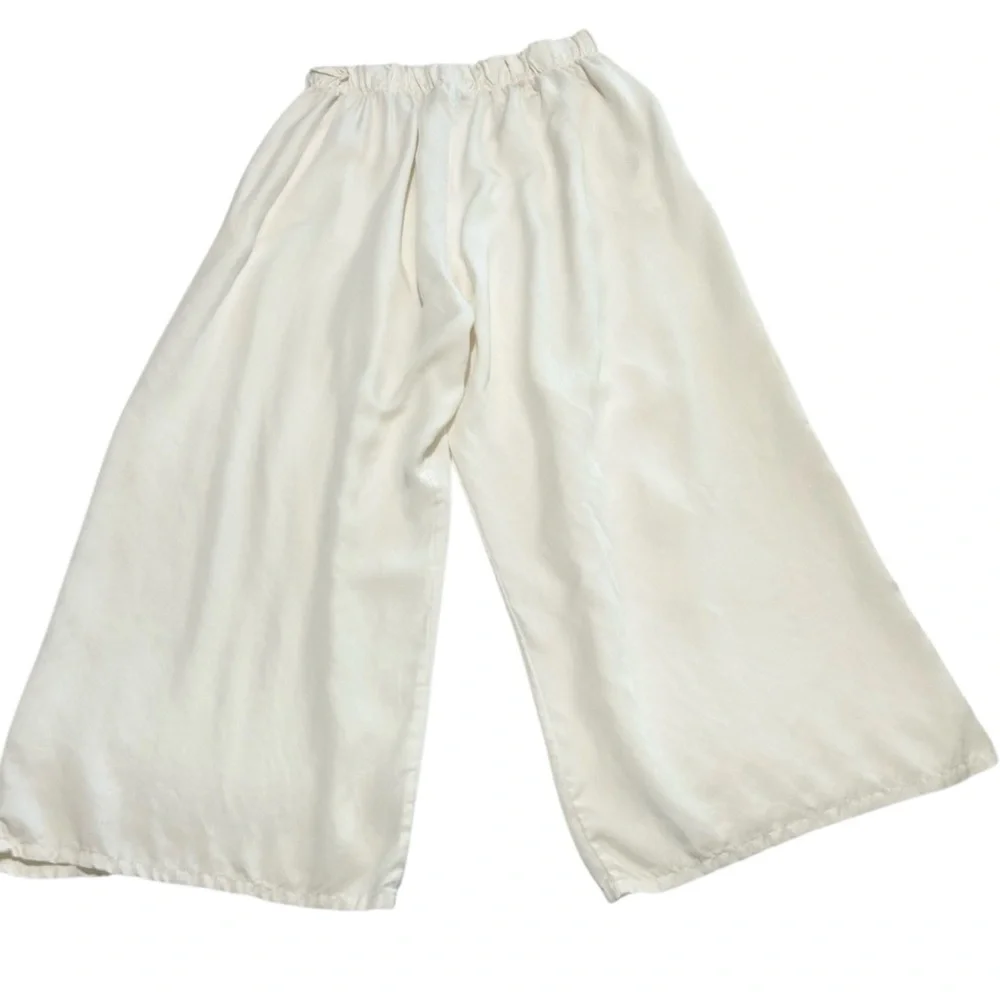 Bryn Walker 100% Linen Pull On Crop Wide Leg OSCA Pant Ivory Womens M Casual USA - Picture 8 of 14